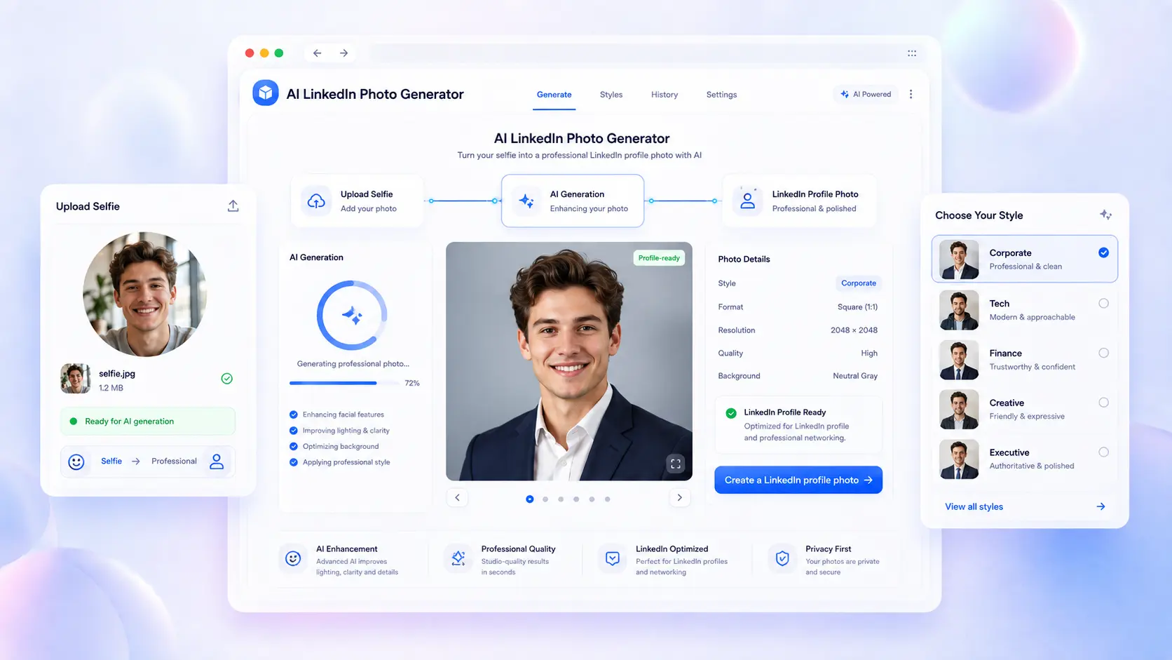 AI LinkedIn Photo Generator