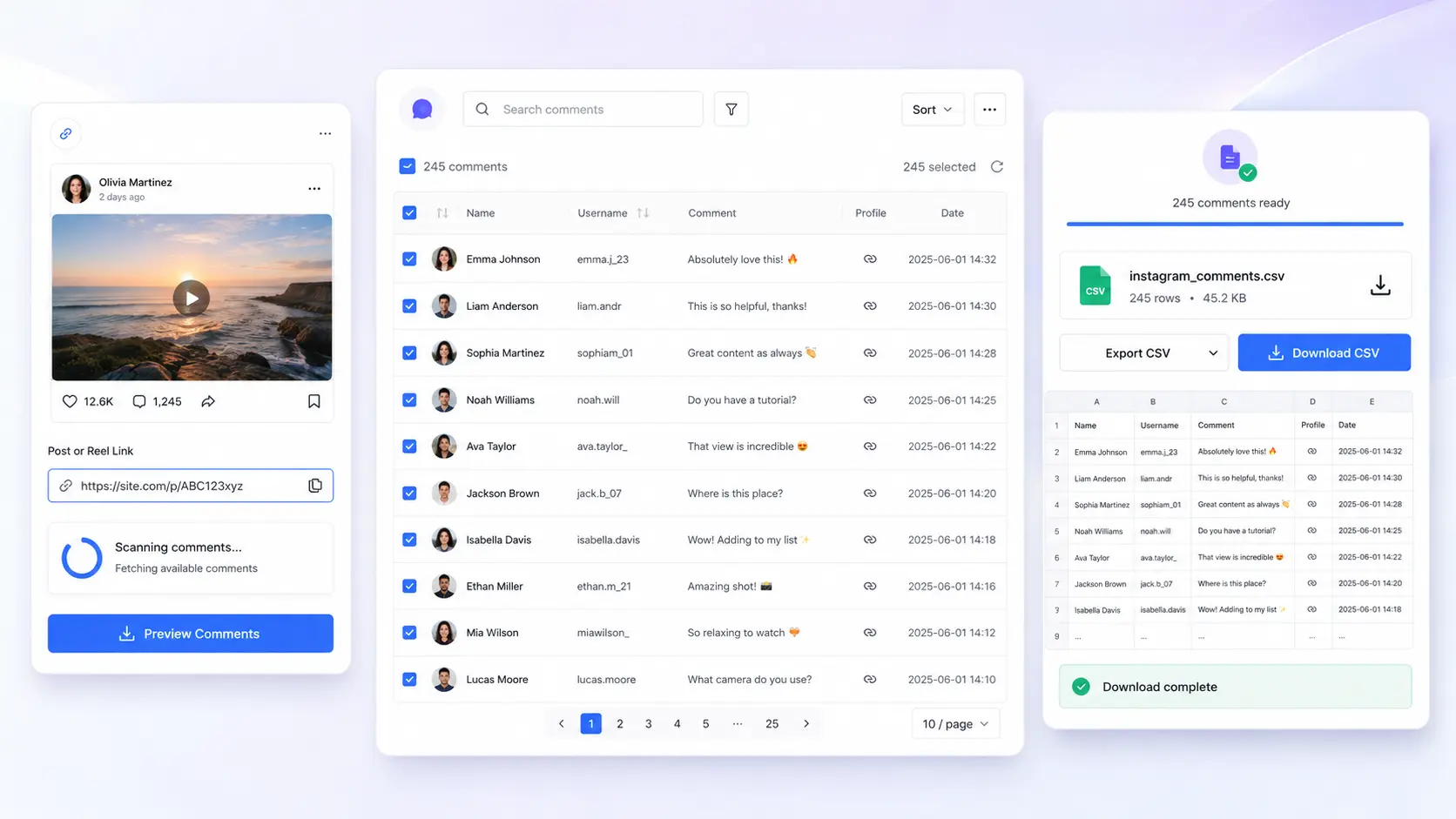 Instagram Comment Exporter & Scraper