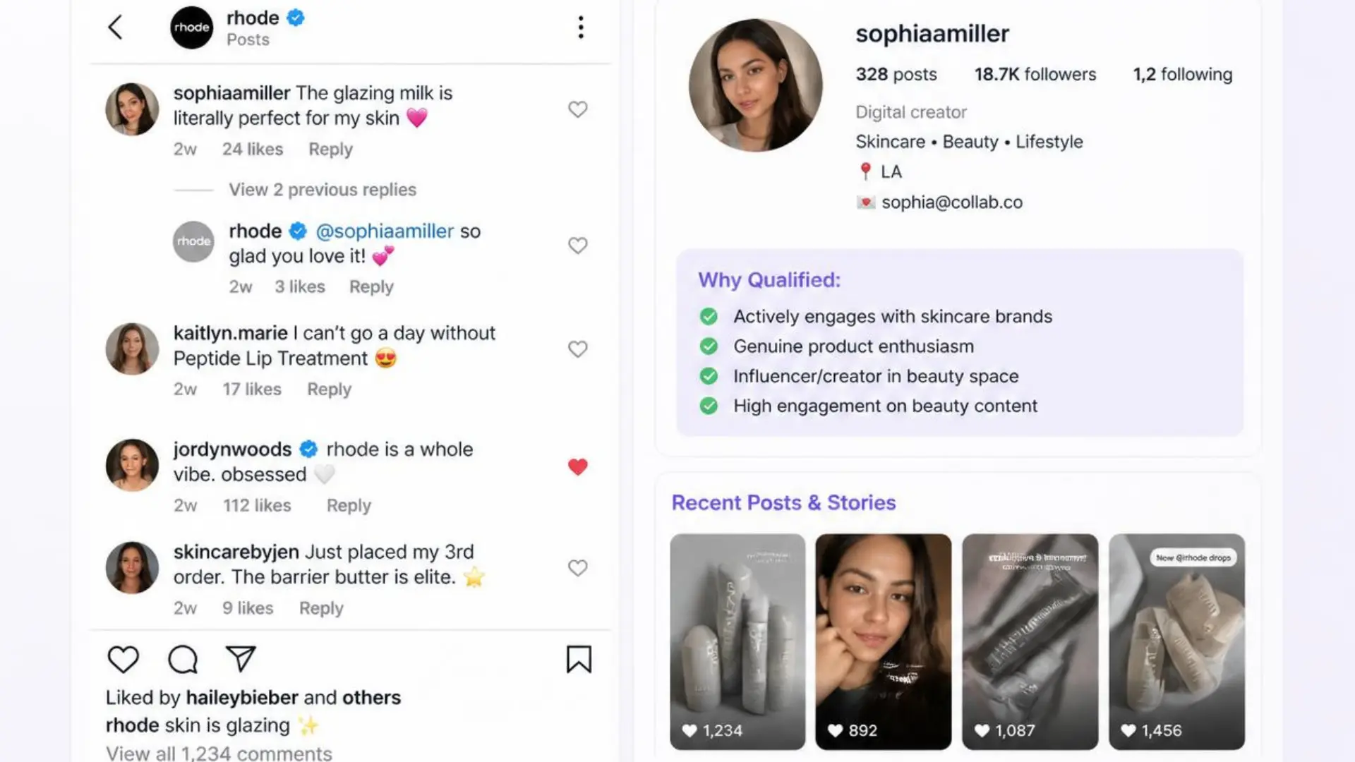 Creator and influencer research using commenter profiles