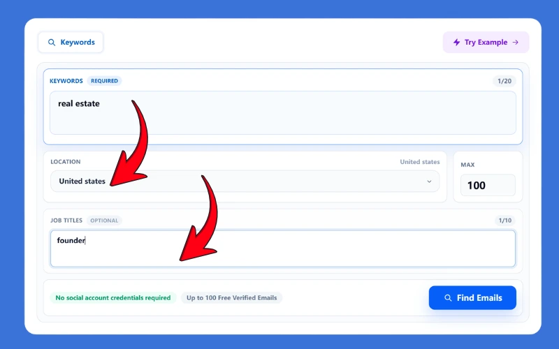 Define Your Target step in LinkedIn Email Finder