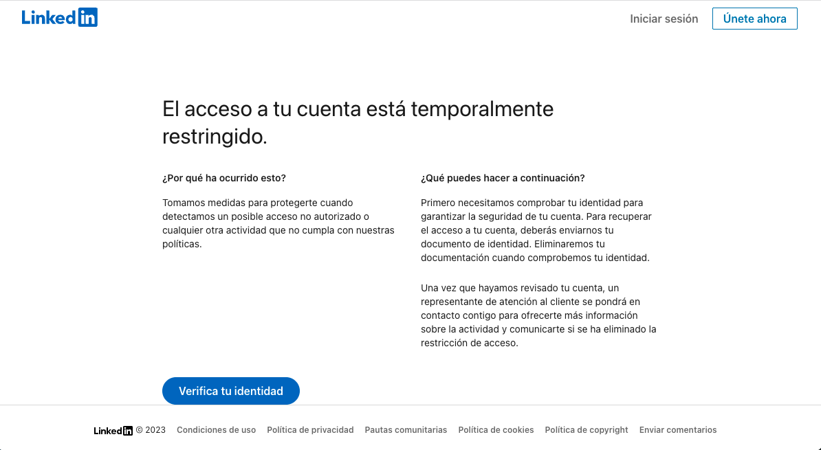 El acceso a tu cuenta est&aacute; temporalmente restringido